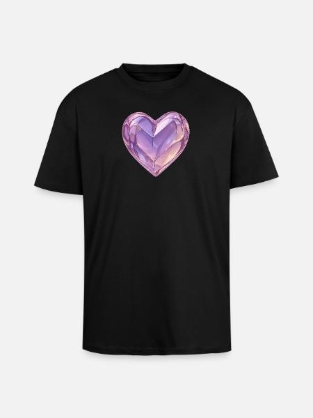 3D Glas Herz Lila - Oversized Heavyweight Unisex T-Shirt - Schwarz