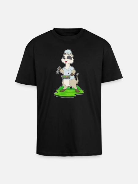 Erdmännchen Koch Pfanne Kochen - Oversized Heavyweight Unisex T-Shirt - Schwarz