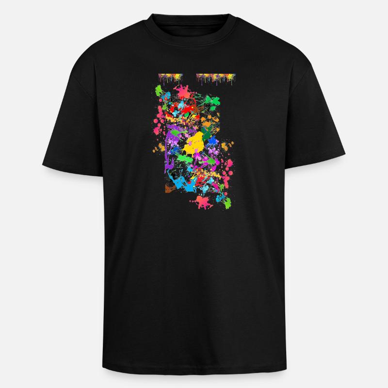 Abstrakte Farbspritzer - Oversized Heavyweight Unisex T-Shirt - Schwarz