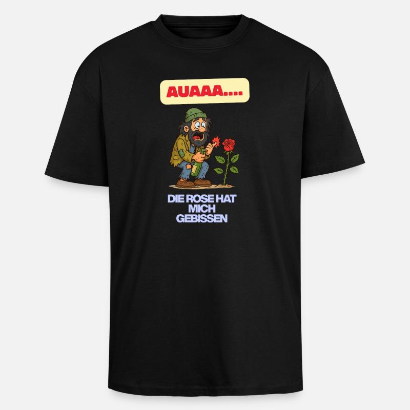 Die Rose hat mich gebissen - Oversized Heavyweight Unisex T-Shirt - Schwarz