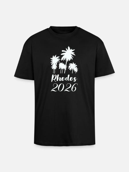 Rhodes Palm Trees 2026 - Unisex Oversized Heavyweight T-shirt - black