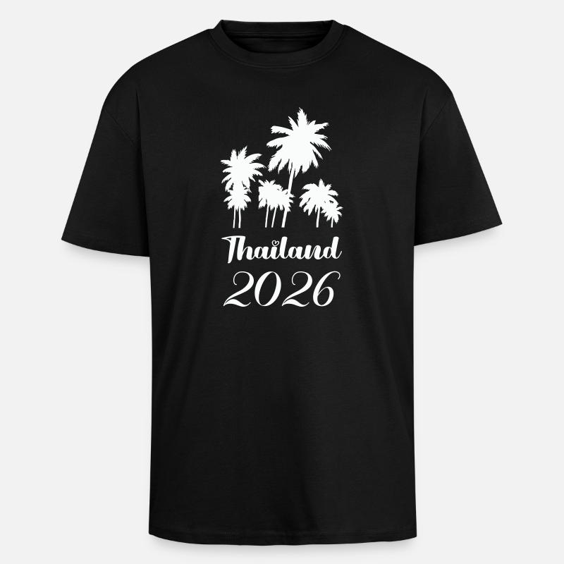 Thailand 2026 Palm Trees Design - Unisex Oversized Heavyweight T-shirt - black