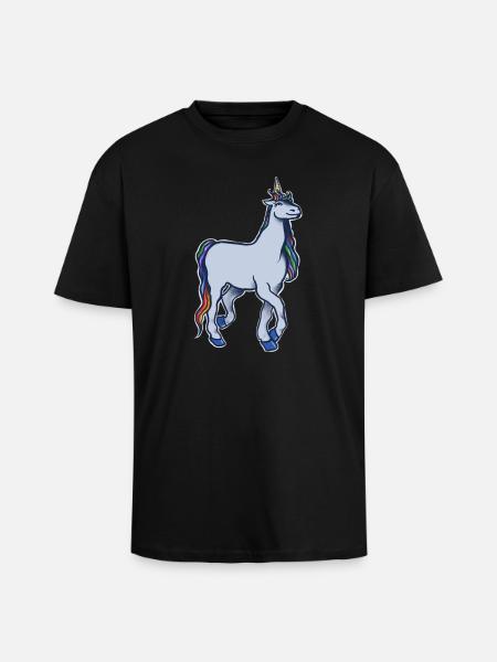 Pastel Rainbow Unicorn - Unisex Oversized Heavyweight T-shirt - black