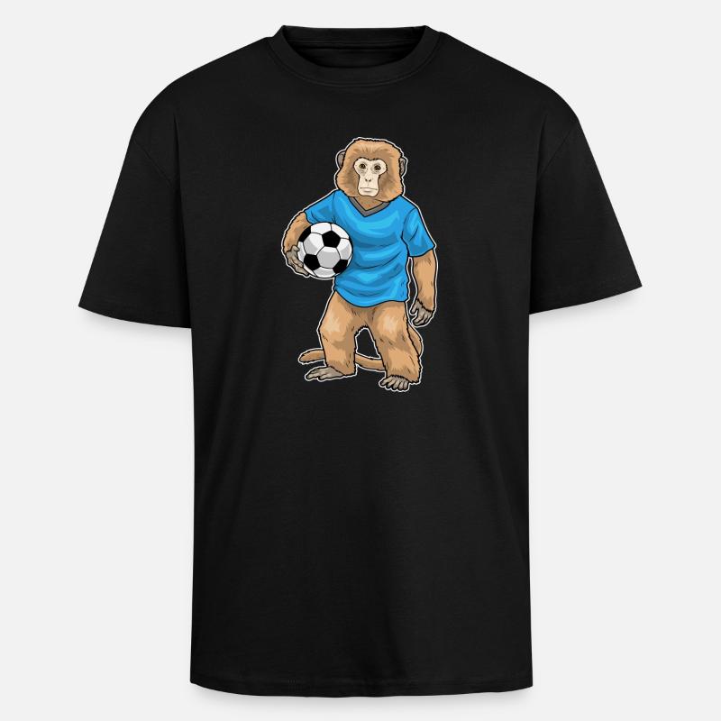 Monkey Goalkeeper Jalkapallourheilu - Paksu unisex oversize t-paita - musta