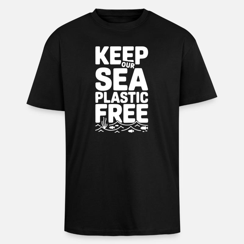Halten Sie unser Meer plastikfrei - Oversized Heavyweight Unisex T-Shirt - Schwarz