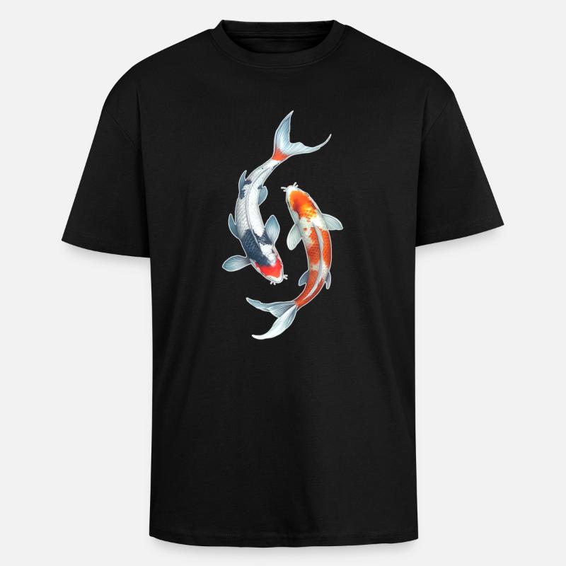 Koi Karpfen - Oversized Heavyweight Unisex T-Shirt - Schwarz