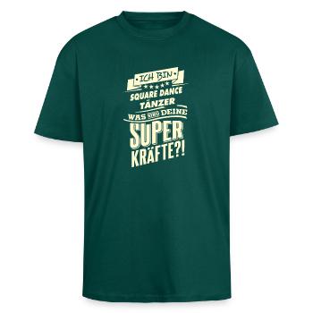 Superkräfte - Square Dance tanzen - RAHMENLOS - Oversized Heavyweight Unisex T-Shirt - hunter Green - Vorne - Alina (178cm) & Michal (187cm)