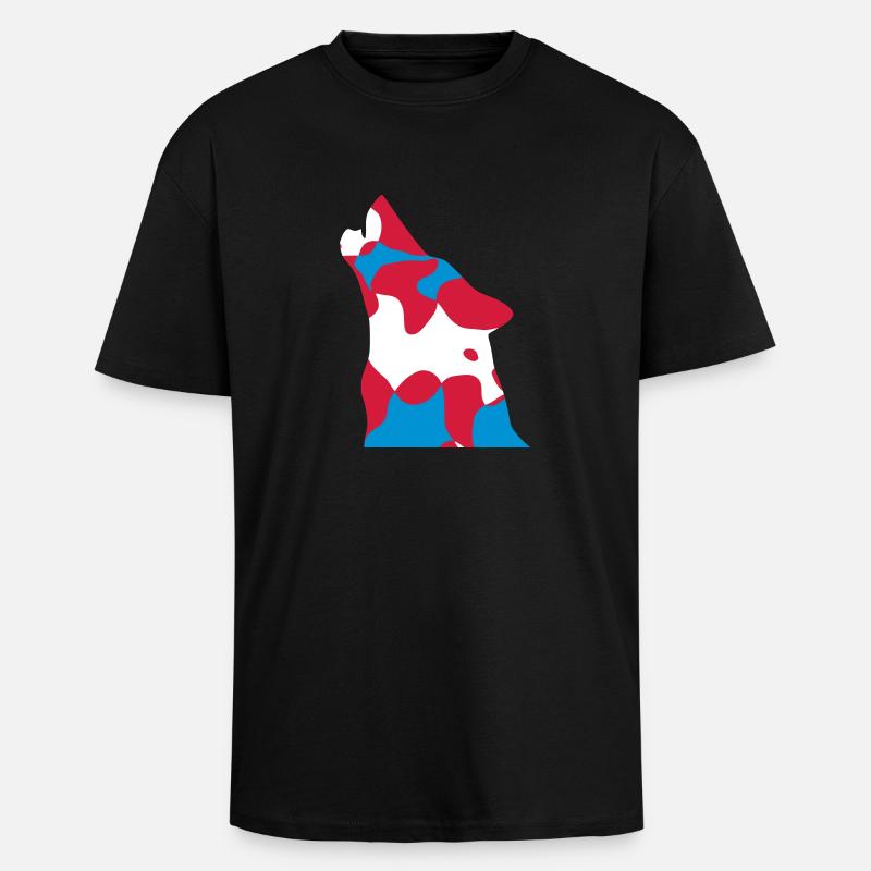 SERBIE Србија LOUP CAMO / CAMO - T-shirt unisexe oversize épais - noir