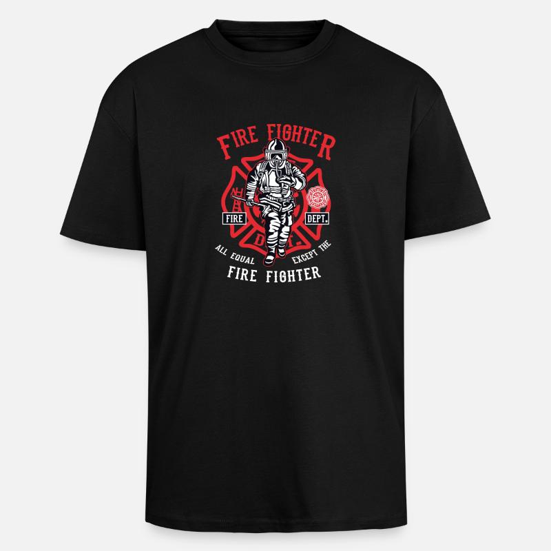 Fire Fighter - Oversized Heavyweight Unisex T-Shirt - Schwarz