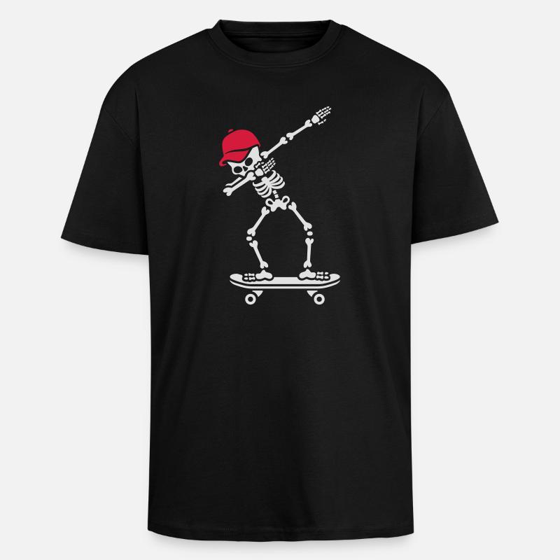 Dab dabbing skeleton skateboard skater - T-shirt unisexe oversize épais - noir