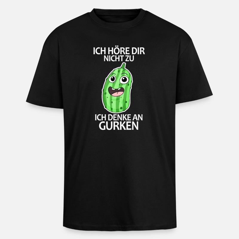 Ich denke an Gurken - Oversized Heavyweight Unisex T-Shirt - Schwarz