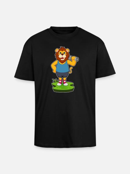 Lion Bodybuilder Dumbbell Bodybuilding - Unisex Oversized Heavyweight T-shirt - black