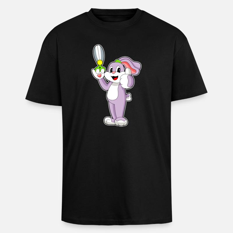 Ciseaux de coiffeur lapin - T-shirt unisexe oversize épais - noir