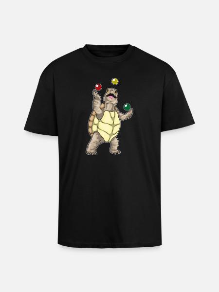 Turtle juggler juggling - Unisex Oversized Heavyweight T-shirt - black