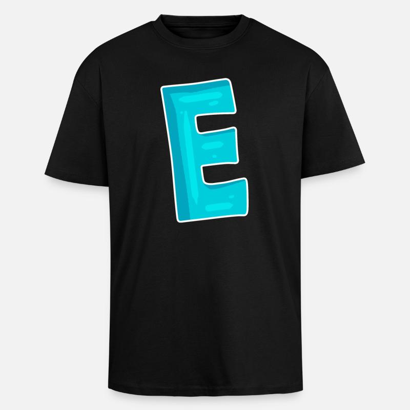 Letter E Initial Letter Characters - Unisex Oversized Heavyweight T-shirt - black