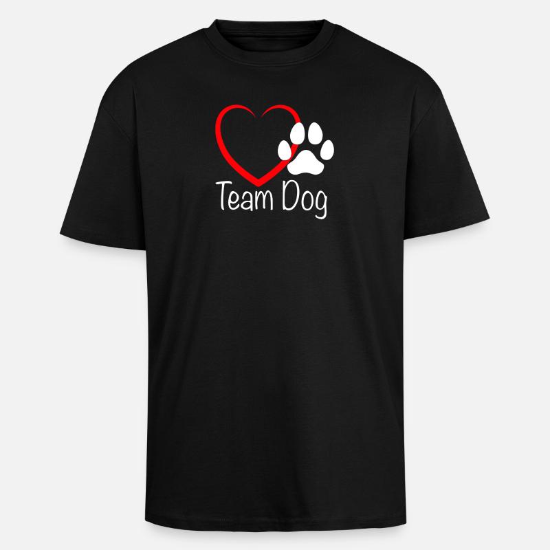 Team Dog mit Herz - Oversized Heavyweight Unisex T-Shirt - Schwarz
