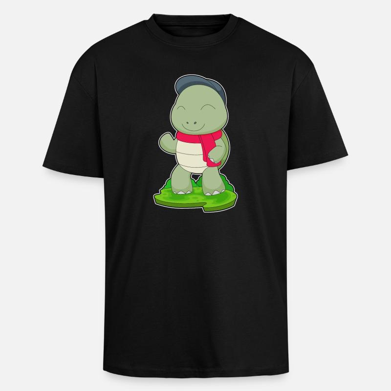 Turtle Scarf - Unisex Oversized Heavyweight T-shirt - black