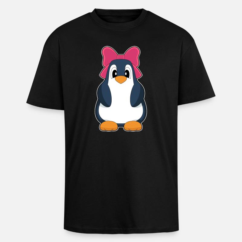 Pinguin Schleife - Oversized Heavyweight Unisex T-Shirt - Schwarz