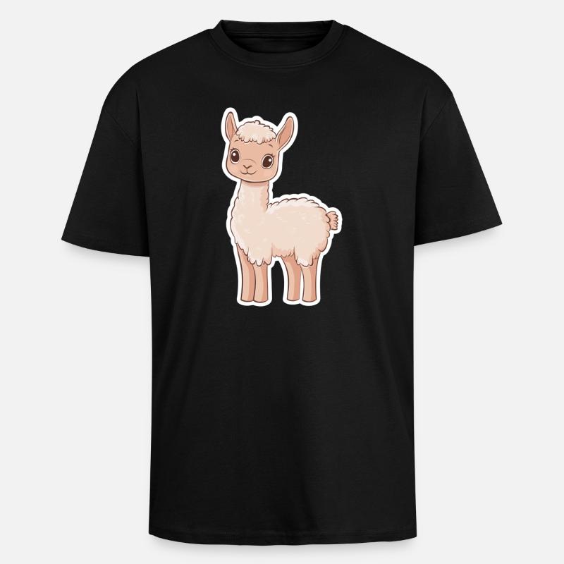 Lama Alpaka Llama - Oversized Heavyweight Unisex T-Shirt - Schwarz