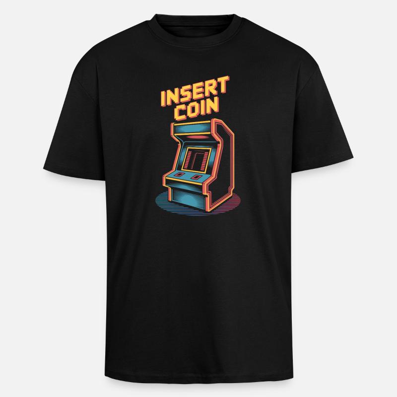 Insert Coin Retro Arcade Gaming Automat - Oversized Heavyweight Unisex T-Shirt - Schwarz