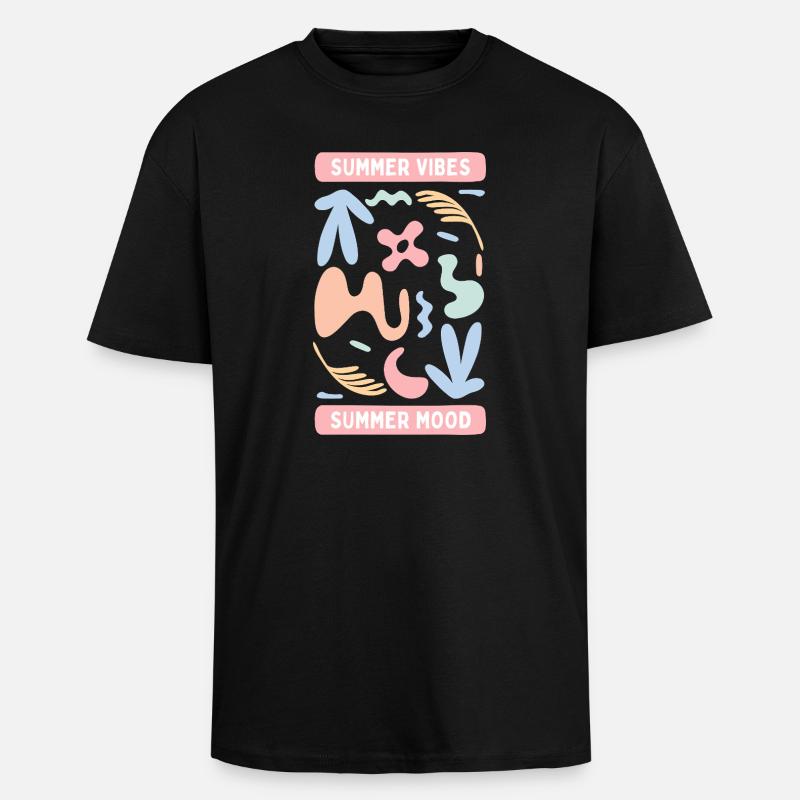 Pastel Abstract Summer Vibes - Oversized Heavyweight Unisex T-Shirt - Schwarz