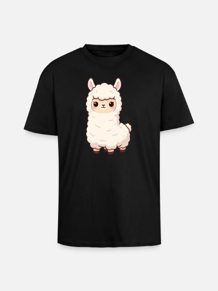Alpaca Kawaii Gift Birthday - Unisex Oversized Heavyweight T-shirt - black