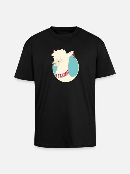 Lama - Oversized Heavyweight Unisex T-Shirt - Schwarz