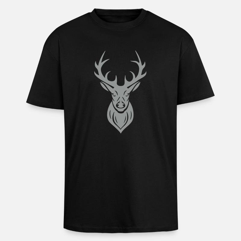 Hirsch Geweih - Oversized Heavyweight Unisex T-Shirt - Schwarz