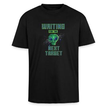 Alien Attack - Unisex Oversized Heavyweight T-shirt - black - Front - Alina (178cm) & Michal (187cm)