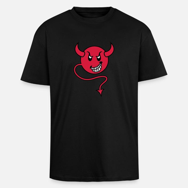 smilie devil red - Oversized Heavyweight Unisex T-Shirt - Schwarz
