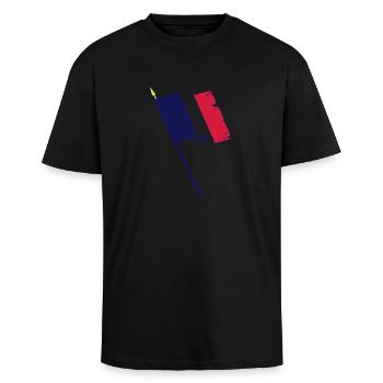 drapeau français - T-shirt unisexe oversize épais - noir - Devant - Alina (178cm) & Michal (187cm)