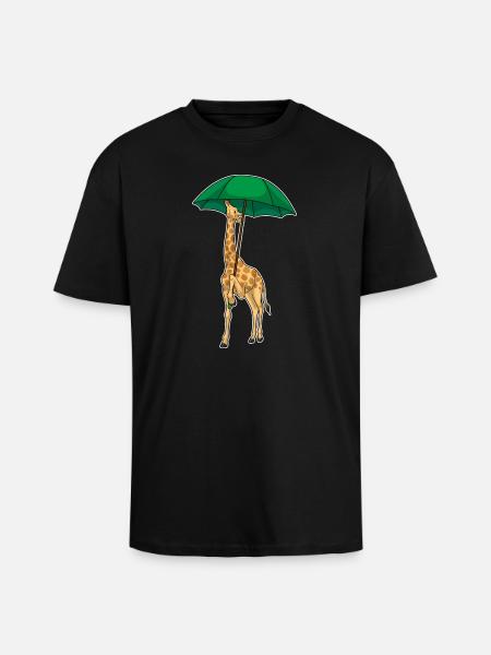 Giraffe Umbrella - Unisex Oversized Heavyweight T-shirt - black