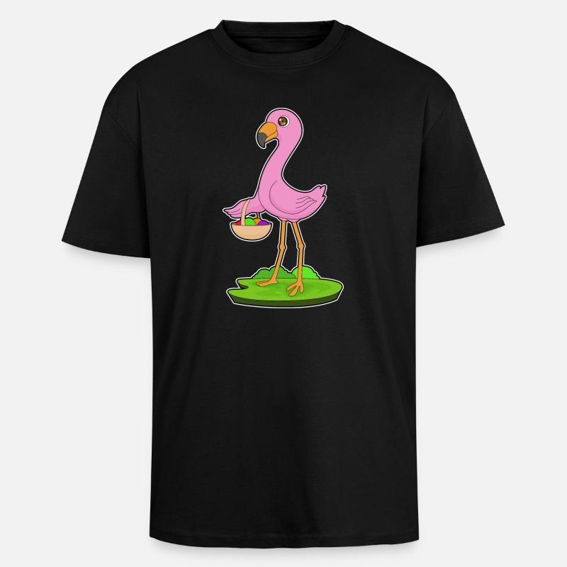 Flamingo Obstkorb - Oversized Heavyweight Unisex T-Shirt - Schwarz