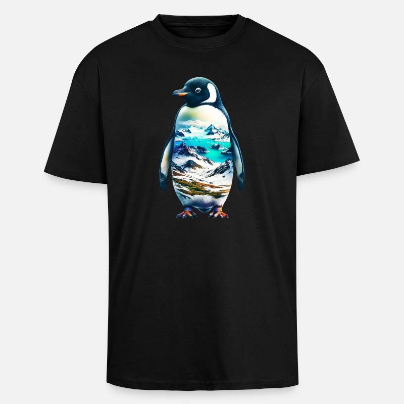 Pingouin - T-shirt unisexe oversize épais - noir