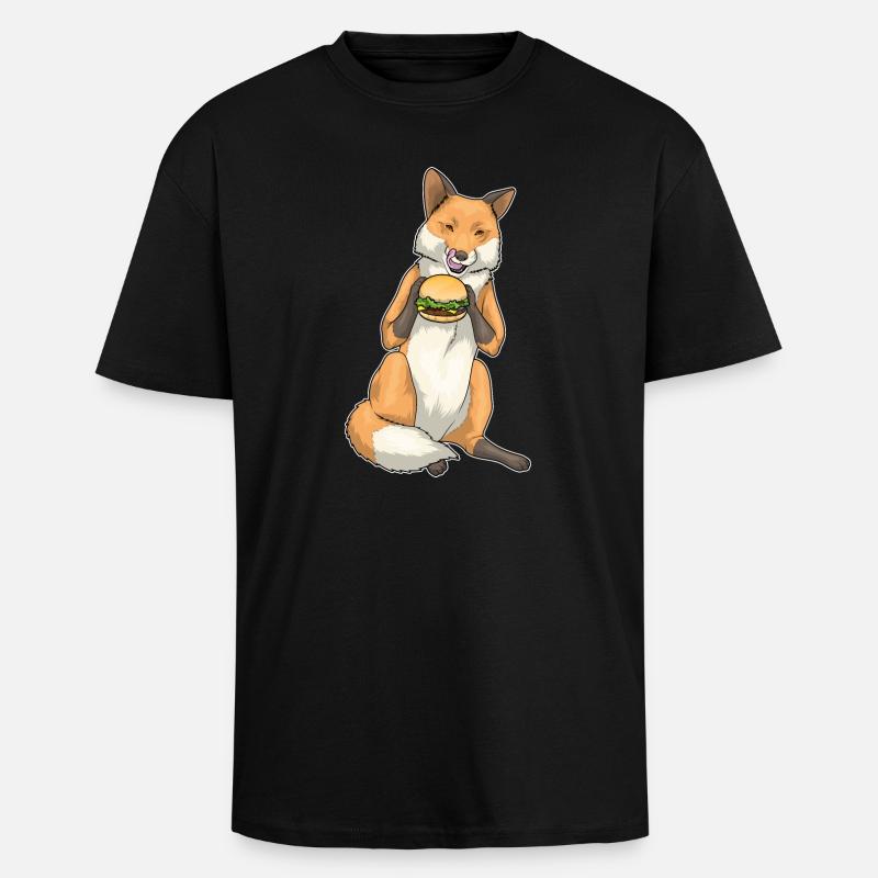 Fuchs Burger - Oversized Heavyweight Unisex T-Shirt - Schwarz