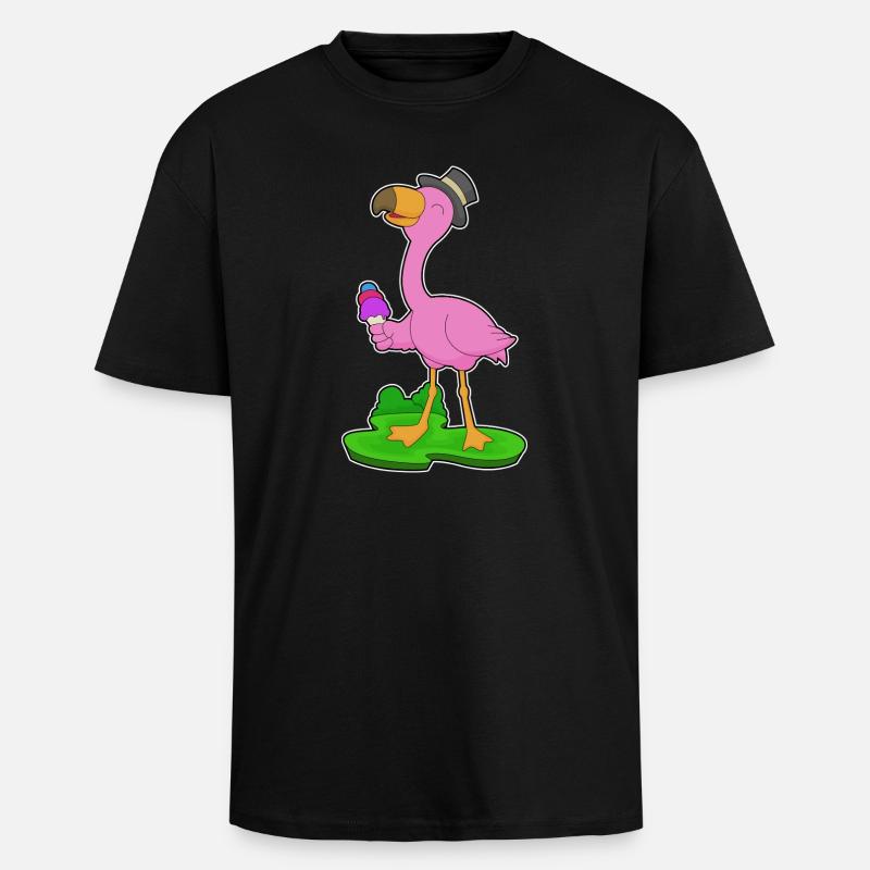 Glace Flamingo Waffle - T-shirt unisexe oversize épais - noir