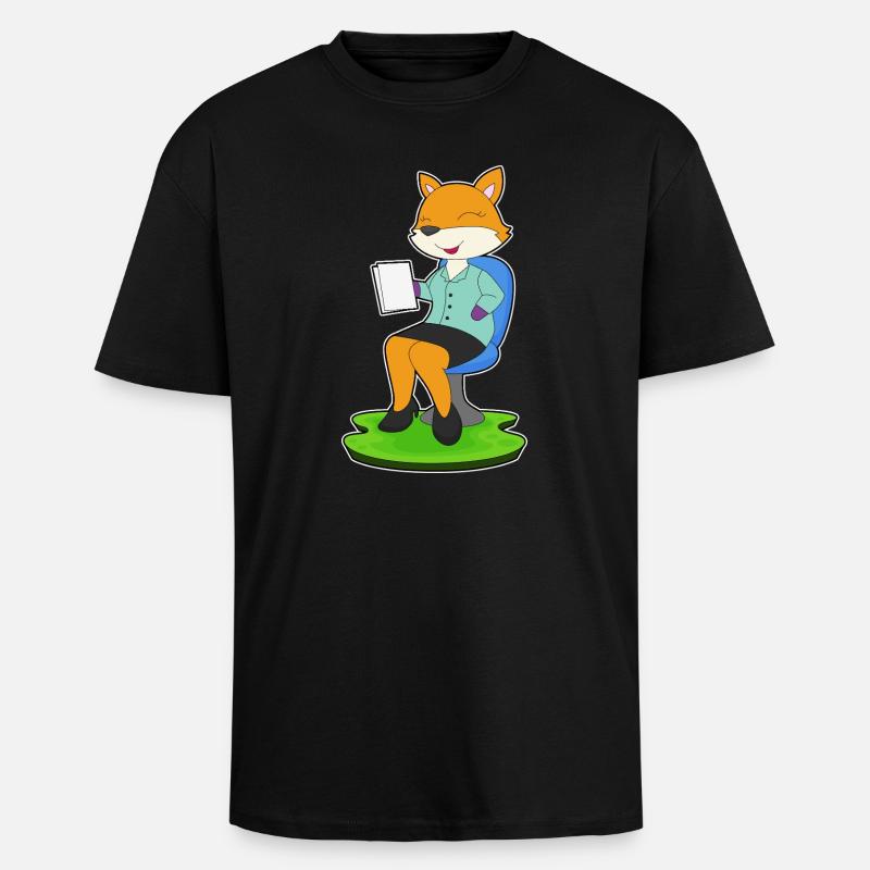 Note du secrétaire Fox - T-shirt unisexe oversize épais - noir