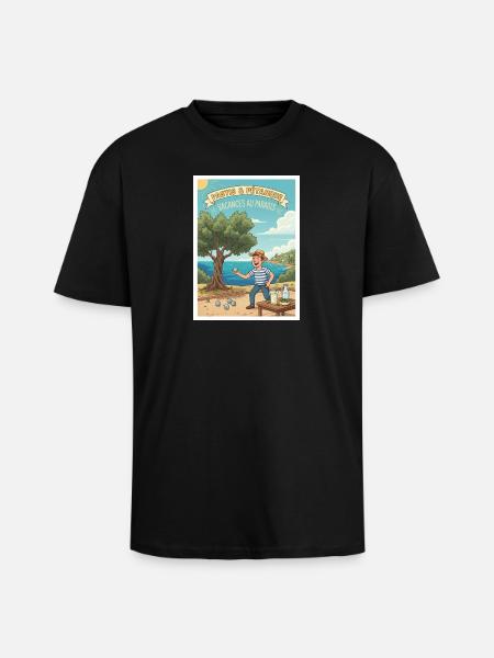 Vacances Pastis Pétanque Paradis - T-shirt unisexe oversize épais - noir