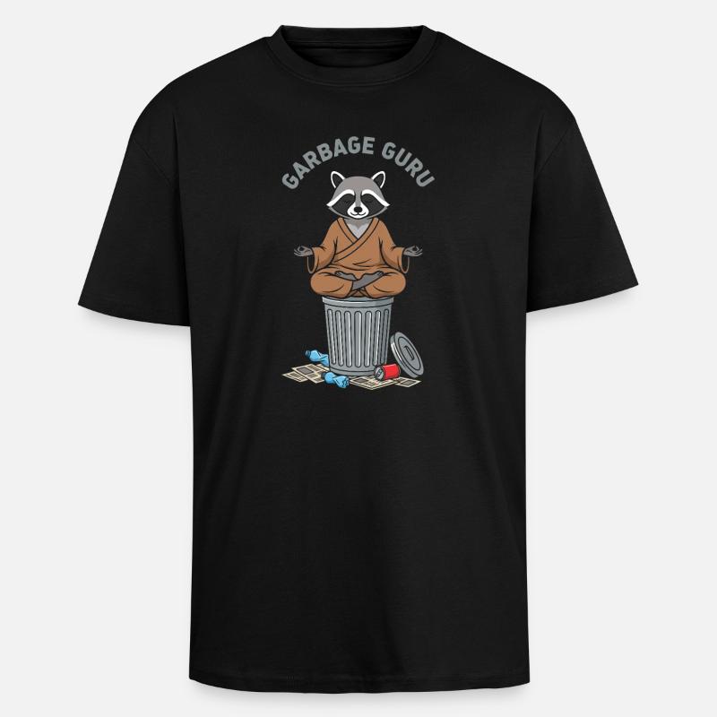 Müllguru Waschbär Zen - Oversized Heavyweight Unisex T-Shirt - Schwarz