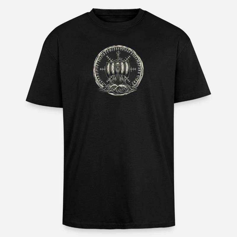 Wikinger Langschiff - Drachenboot - Oversized Heavyweight Unisex T-Shirt - Schwarz