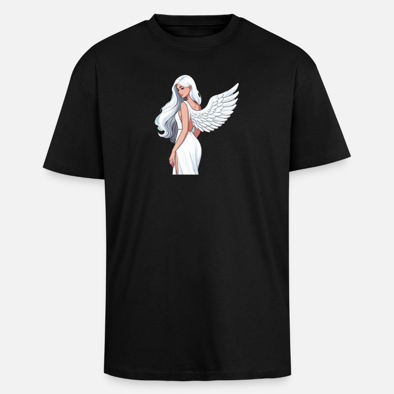 Héroïne Ailée Céleste - T-shirt unisexe oversize épais - noir