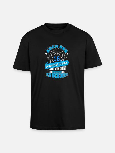 16. - Oversized Heavyweight Unisex T-Shirt - Schwarz