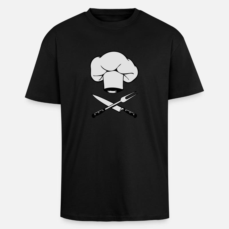 kochen kochmütze messer gabel design - Oversized Heavyweight Unisex T-Shirt - Schwarz