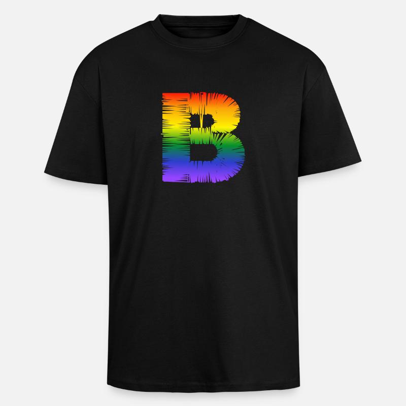 rainbow B - Oversized Heavyweight Unisex T-Shirt - Schwarz