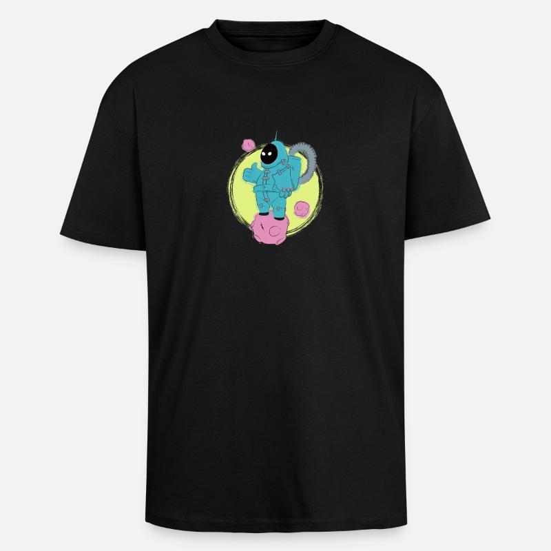The good astronaut walking - Unisex Oversized Heavyweight T-shirt - black