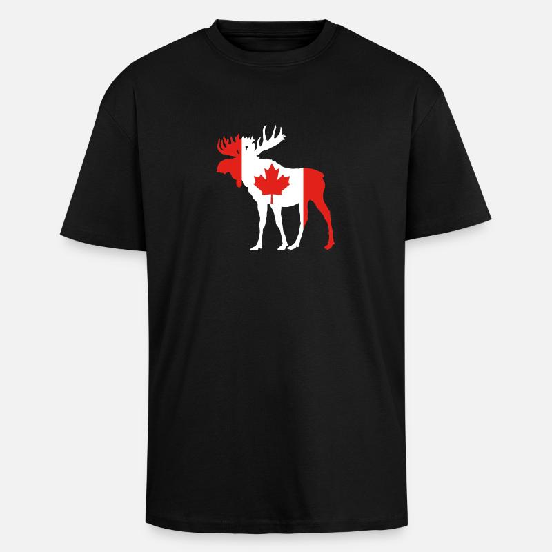 Elch Kanada - Oversized Heavyweight Unisex T-Shirt - Schwarz