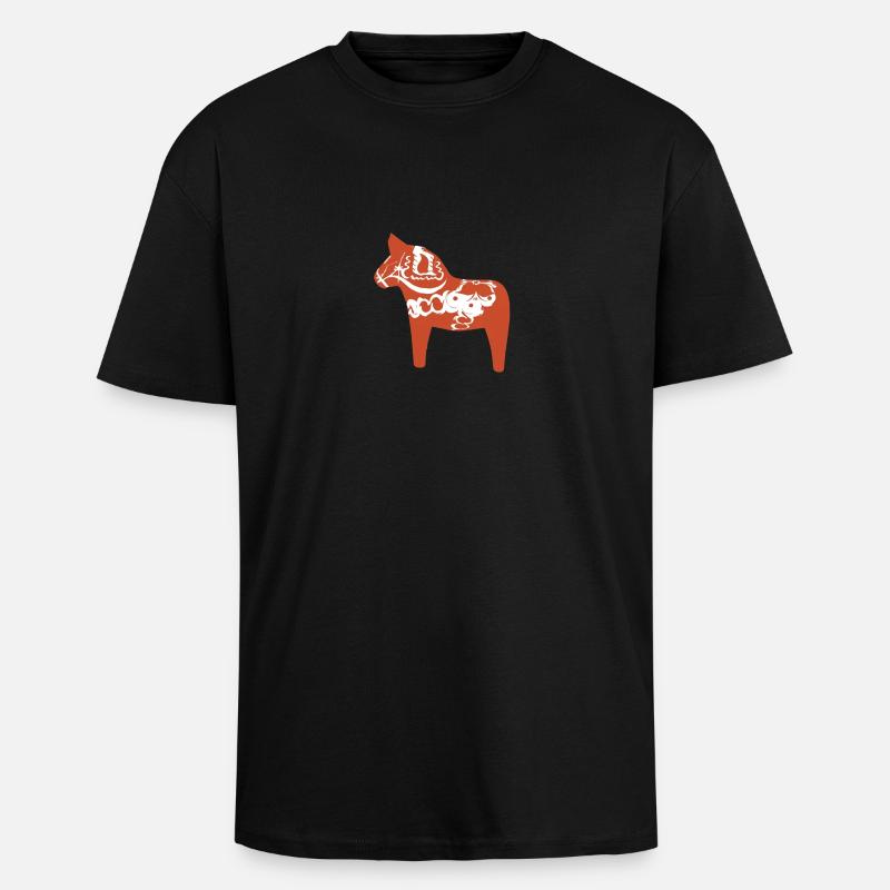 Dalapferd - Oversized Heavyweight Unisex T-Shirt - Schwarz