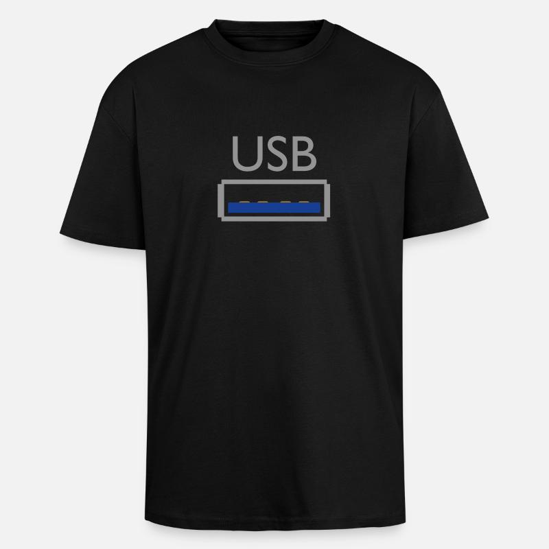 USB - T-shirt unisexe oversize épais - noir