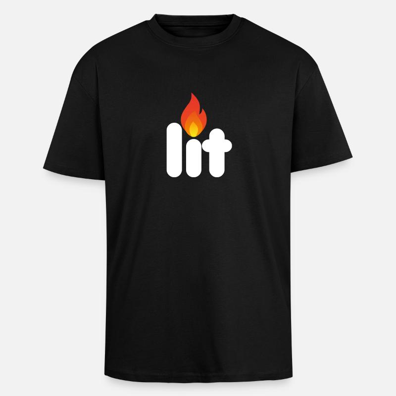 allumé blanc - T-shirt unisexe oversize épais - noir