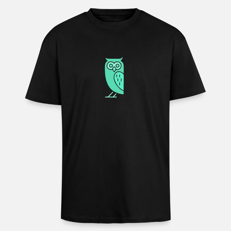 Eule - Oversized Heavyweight Unisex T-Shirt - Schwarz